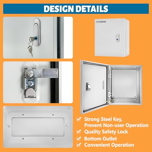 Electrical Junction Box 20x16x10, NEMA 4X IP66 Steel Enclosure Box - size: 20 x 16 x 10''