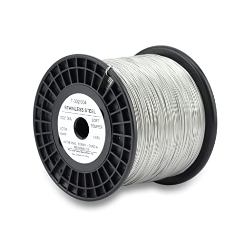 WCS .032 Stainless Steel Safety Lock Wire, T302/304, NASM20995C MS20995C, ASTM A580 Condition A, AMS569, Mechanics Wire for Aircraft, Automotive, & Industrial Use, 5lb Dispenser Can, Approx 1810 ft - size: .032 in, style: 5 lb