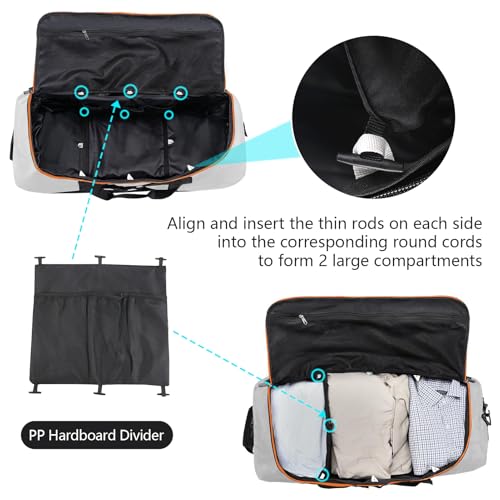 110L Expandable to 140L 32” Foldable Oxford Soft-Sided Rolling Duffle Bag with 2 Heavy-Duty Wheels, 2 Large Compartments, Adjustable Shoulder Strap and Attached Organizer Pouch,Grey - color: Grey