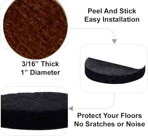 48 Pcs Self Adhesive 1" Round Felt Furniture Pads (Brown, 1") - color: Brown