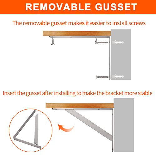 YUMORE 14 Inch Shelf Bracket, Heavy Duty L Bracket, 2 Pack - size: 14"(Soild)