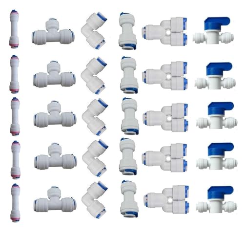 Lemoy 1/4" OD Quick Connect Push In to Connect Water Tube Fitting for RO Reverse Osmosis Water Filter Fittings Pack of 30