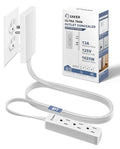 Saker Outlet Concealer Power Strip, 8ft Flat Cord, 3 Outlets, White - style: 8ft
