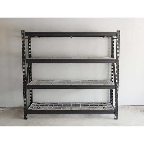 Ironton 4-Tier Industrial Steel Shelving Unit, 8,000-Pound Load Capacity, Garage Storage Rack, 77" W x 24" D x 72" H | Adjustable shelf heights, 2, 000-lb. capacity per shelf, Garage and workshop organization, Accessible storage - size: 4 Tier