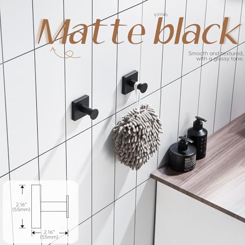 KOKOSIRI Robe Hooks Black Bathroom Shower Hook Holder for Hanging Bath Towels Kitchen Bathroom Hardware Wall Mounted Stainless Steel 2 Pack, B1016BK-P2 - color: Matte Black, size: 2 Pack