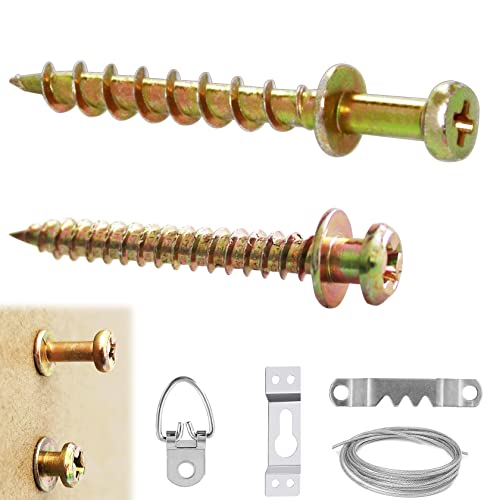 50Pcs 2 Size Bear Claw Drywall Picture Hangers Screws for Frame-Gold - size: Color zinc mix