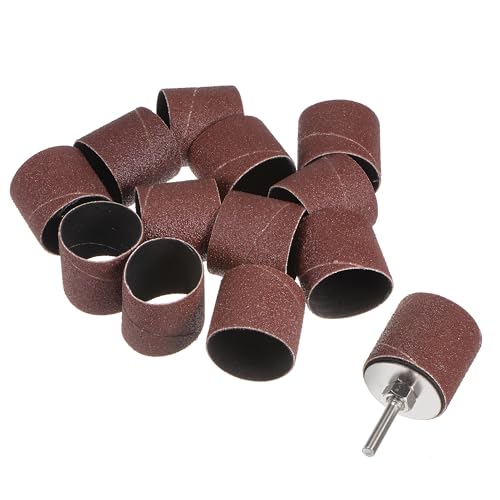 uxcell 12 Pcs 1-1/2 Inch Sanding Sleeves Sandpaper Set 80 Grit with 1 Inch Drum Mandrels for Rotary Tools - size: 80 Grit
