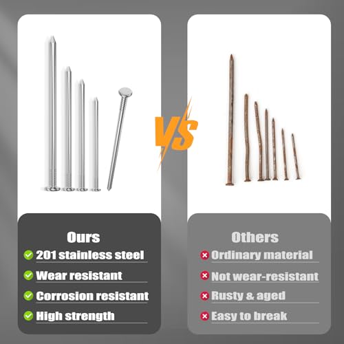 VGBUY 40PCS Stainless Steel Hardware Nails, 4 Inch Flat Head Nails for Hanging Pictures - color: Silver, size: 4 in
