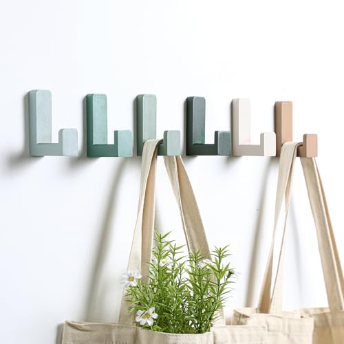 Teenyyou 6 Pcs Cute Kids Wall Hooks Adhesive for Backpack Green - color: Green
