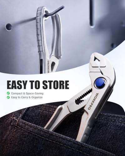 WORKPRO Mini Water Pump Pliers, 4-Inch Groove Joint Pliers for Tight Spaces - color: Silver