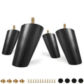 FoDau770 Rubber Wood Legs 4", Slant Taper, 5/16"-18 Thread, Black, 4pcs | Wood Couch legs - Mid Century Sofa Legs - Furniture legs Replacement for Cabinet Dresser Chair Ottoman - color: Black, size: 4 Inch - Slanted (80°)