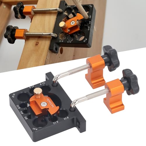 Dowel Maker Jig Kit, Adjustable Woodworking Dowel Maker with Electric Drill, 9 Holes 8-20mm, Aluminum Alloy Round Rod Milling Tool, Carbide Blade, Includes Wrench Fixing Clips and Screws