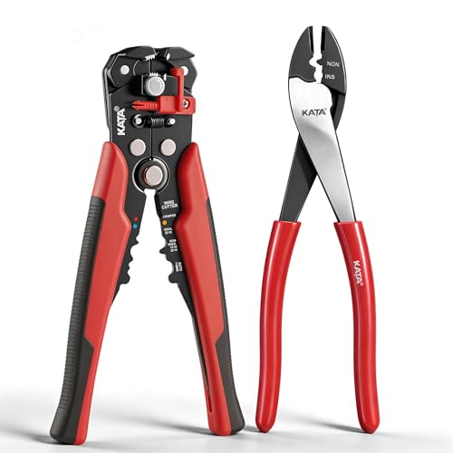 KATA Wire Crimper and Automatic Wire Stripper Tool Set for Electrical Work - color: 2pc Red