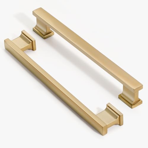 Champagne Bronze Kitchen Square Cabinet Handles 6.25 Inch 10 Pack - color: Champagne Bronze, size: 6.25"/160MM Hole Center