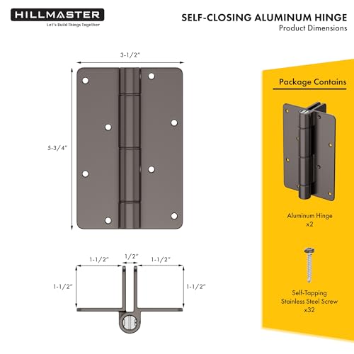 5-3/4" Self Closing Aluminum Gate Hinges for Metal Pool Gates,Heavy Duty Fence Door Hinges with Adjustable Tension for Vinyl Fence,Legged Hinges for Indoor Outdoor,Gate Hardware,2Pack,Satin Bronze - color: Satin Bronze