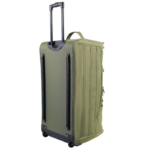 US Army ROMEO 31-inch Large Tactical Duffel Bag with Wheels | Heavy Duty Material, Molle Webbing, Water Resistant Military Rolling Bag for Travel, Deployment, and Camping - Tactical Green - color: Tactical Green, size: 31-inch
