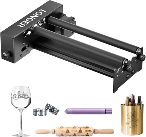 Longer Rotary Roller Series,Laser Engraver Rotary Roller, Y-axis Rotary Roller 360° Rotation for Laser Engraver Engraving Cylindrical Objects Tumblers Cans Cups Bottles, Adjustable Diameters 6-200mm - size: 6-200mm