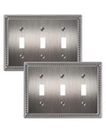 2-Pack Triple Toggle Light Switch Cover Plate, Heirloom Silver - color: Heirloom Silver, size: Triple Toggle 2PK