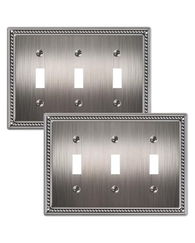 2-Pack Triple Toggle Light Switch Cover Plate, Heirloom Silver - color: Heirloom Silver, size: Triple Toggle 2PK