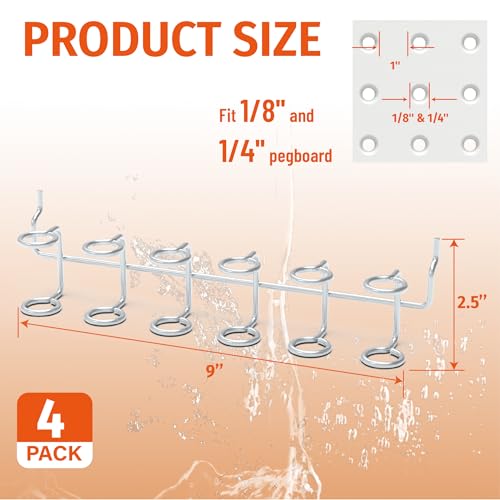 HUHOLE 4PC Pegboard Screwdriver Holder for 1/8 3/16 1/4" Pegboards - color: Silver