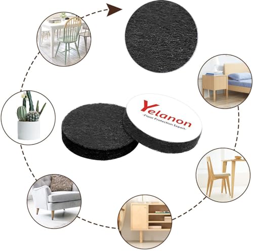 Yelanon Felt Furniture Pads for Hardwood Floors -24 Pcs 2.5" Premium Felt Pads for Chair Legs, Floor Protectors for Furniture, Black - size: 24 pcs Black Round