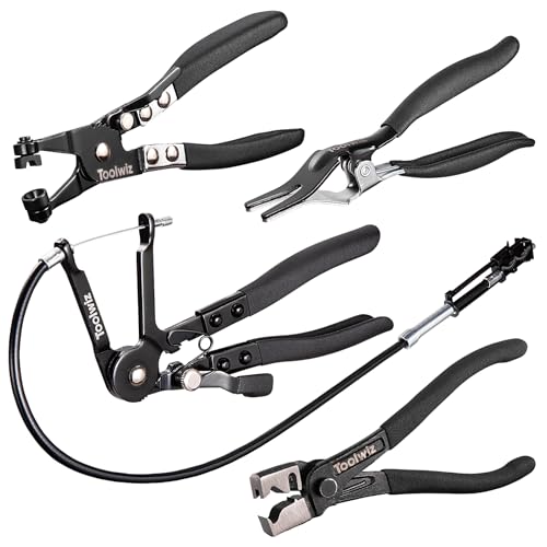 Toolwiz Hose Clamp Pliers Set, 4 Pcs Coolant Radiator Spring Clamp Pliers - size: 4 pcs Hose Clamp Pliers Set