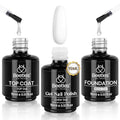 Beetles 3Pcs 15 ml White Gel Nail Polish with Gel Base and Top Coat Set - color: A-White-3