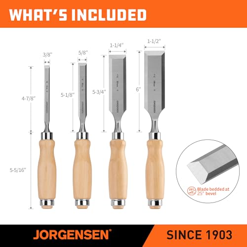 Jorgensen 4-Piece Expansion Wood Chisel Set, 3/8", 5/8", 1-1/4", 1-1/2" - size: 3/8", 5/8", 1-1/4", 1-1/2"