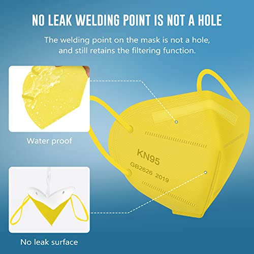 WWDOLL KN95 Face Mask 25 Pack, 5-Layers Breathable Disposable KN95 Masks - color: Yellow