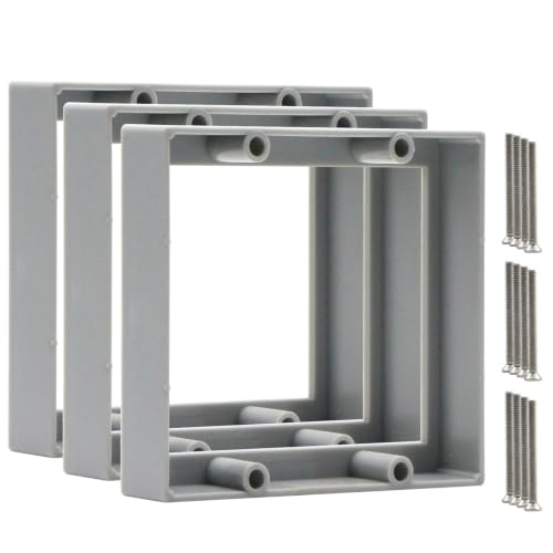 3/4" Double Gang Electrical Box Extender,Gray,Pack of 3 - color: Gray-3/4"
