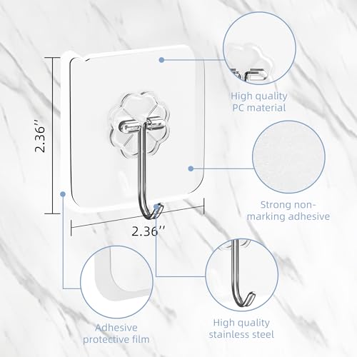 30 Pack Adhesive Wall Hooks for Hanging Heavy Duty Hooks 33lbs Ninth Five