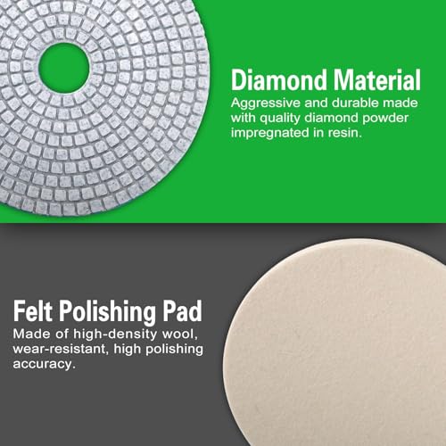 8PCS Diamond Polishing Pads 6 Inch, Wet/Dry Concrete Polish Tools Kit for Drill, Grinder, Polisher, 50-3000 Grit Polishing Set for Marble Granite Quartz Stone - size: 6 Inch 50-3000 Grit