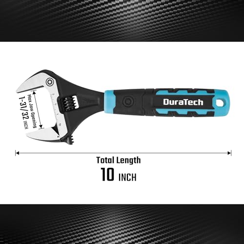 DURATECH 10-Inch Wide Jaw Adjustable Wrench - color: Black & Blue, size: 10-Inch