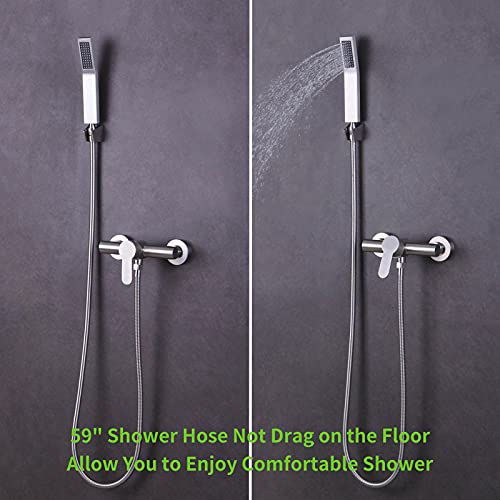 Angle Simple Brushed Nickel Flexible Shower Hose 59 Inches, 1/2" IPS - color: Brushed Steel, size: 59 Inch