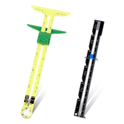 Sewing Gauge Measuring Tool Set 5-in-1 Sliding Gauge Sewing Ruler Tool, Seam Gauge for Sewing Fabric Quilting Ruler Hem Gauge with Sliding Marker for Knitting Crafting Beginner Supplies