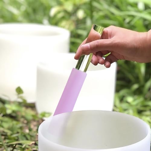 4 Pcs Singing Bowl Mallet Set Includes Solid and Hollow Acrylic Silicone Rubber Striker Mallet for Playing Quartz Crystal Singing Bowls with Bundle Pocket(WhitePurple) - color: WhitePurple