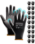PACIFIC PPE PU Coated Grip Work Gloves, Touchscreen, Seamless Knit, XL - color: Black (18 Pairs), size: X-Large(Fits like L)
