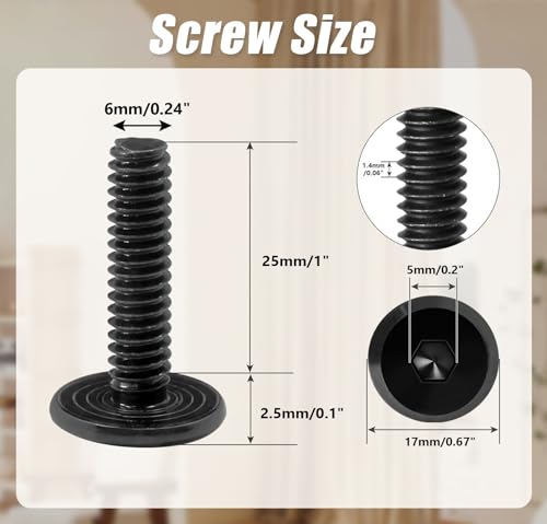 Biaungdo Flat Head Allen Bolts, 1/4-20 x 1 Inch, Black, 30 Pcs | Socket Cap Screws Joint Connecting Bolts Countersunk Screws Bolts for Furniture, Fully Threaded - size: 1/4-20 x 1 Inch