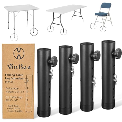 VinBee Folding Table Risers,Folding Table Leg Extenders,5 Levels Height Adjustable Risers for DIY & Office,Dining,Standing Desk 4Pack 7.7 inch (5 Levels) - size: 7.7 inch (5 LEVELS)