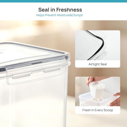 Vtopmart 5 PCS Flour and Sugar Storage Container Sets for Regular Bakers | BPA Free, Airtight Seal, Dishwasher Safe (Not Lids), 6.5L--10lb Sugar, 5.2L--5 lb Flour, 2.5L--3 lb Sugar, with Label, Scoop - size: 5 Pack
