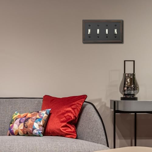 OKAWYC Quadruple Toggle Light Switch Cover Adler Metal Wall Plate, 2-Pack Aged Bronze 2 Gang, Light Switch Cover Decorative Wallplate, Durable - style: 4 Toggle 2PK