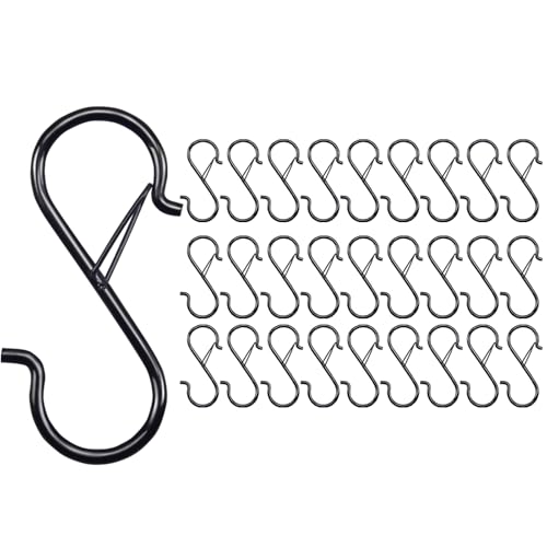 3.5in Heavy Duty S Hooks for Hanging, Safety Buckle Metal Hooks, 28 Pack - size: 28PCS