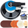 6" Air Sander Kit - Garage-Ready Dual Action Tool, Car Detailing & Woodworking Hero | Palm-Sized Power w/Free Tool Kits - color: Black, size: 6 inch