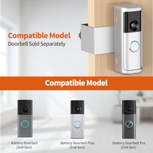 Yaluyo No-Drill Doorbell Mount with Rain Cover, Anti-Theft Door Kits - style: 2026 battery doorbell 2nd Silver