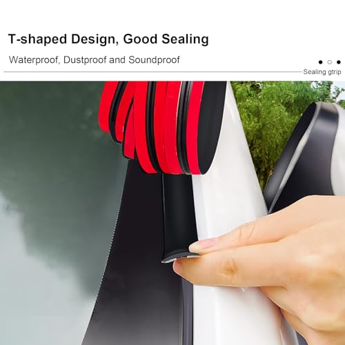 Car Weather Stripping 14mm Car Windshield Weather Seal Rubber Stripping Trim Weatherstrip Adhesive T Shape Sunroof Seal Cover Leak Sound Proofing (16 Feet) - size: 0.55 in x 16 ft