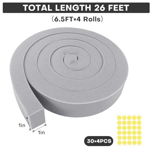 4Pcs 1" x 1" x 6.5Ft AC Window Seal Kit with Adhesive, Gray Foam Strips for Air Conditioner Window Weather Stripping, Window Units, Doors and Windows Insulation, Energy Saving & Dustproof - size: 1''x1''x6.5ft-4pcs