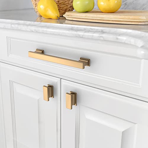 Asidrama 6 Pack 5 Inch(128mm) Hole Centers Champagne Bronze Kitchen Cabinet Handles, Brushed Brass Cabinet Pulls Kitchen Cabinet Hardware for Cupboard Gold Drawer Pulls - color: Champagne Bronze, size: 5" Hole Center, style: 6 Pack