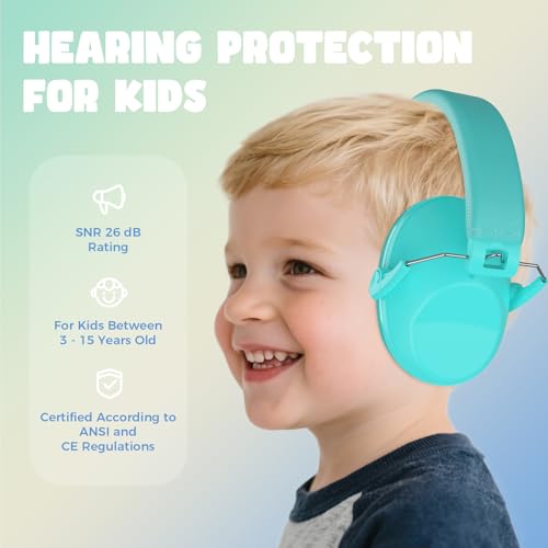 ProCase Kids Noise Cancelling Headphones Ear Hearing Protection, Teal - color: Teal