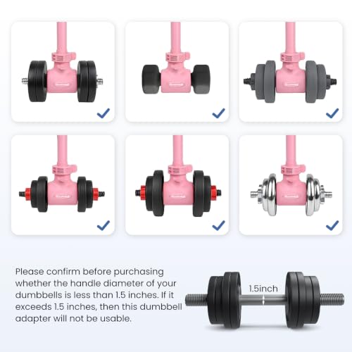 Pink Dumbbell to Barbell Converter 2.0 for Women – Transform Dumbbells into Barbell Set for Women, with Anti-Slip Foam Grip, Steel Clamp & 200LB Max Capacity, Compatible with Standard Dumbbells