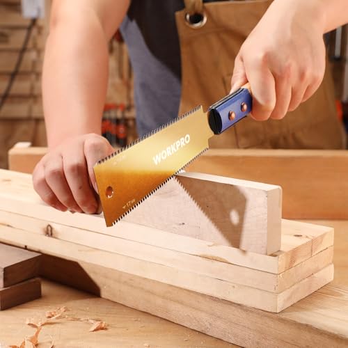 WORKPRO 6'' Japanese Hand Saw, Double-Edged Pull Saw with 14&17 TPI - size: 6'' - Wide Head